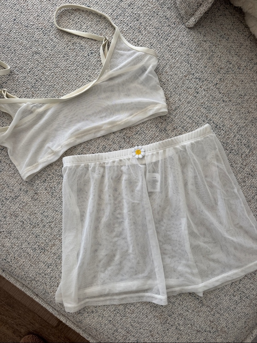 Dippin Daisys Sheer Ivory Mesh Bralette & Short Set - Women's Intimates